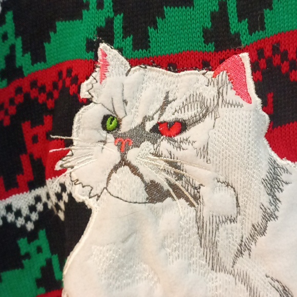 Blizzard Bay "Ugly" Holiday sweater, fussycat. - Picture 3 of 5
